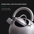 iBasingo 2L/ 67oz Titanium Whistling Tea Kettle for Gas Stove Ultralight Water Jug Outdoor Big Capacity Teapot Water Bottle with Folding Handle and Warning Buzzer for Camping Home Kitchen Ti3097D - Image 4