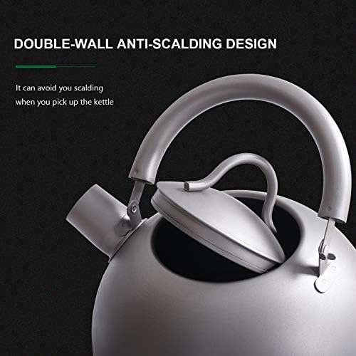 iBasingo 2L/ 67oz Titanium Whistling Tea Kettle for Gas Stove Ultralight Water Jug Outdoor Big Capacity Teapot Water Bottle with Folding Handle and Warning Buzzer for Camping Home Kitchen Ti3097D - Image 4