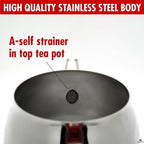 Hakan Teapot Set with Self Strainer Double Lids, Stainless Steel Midi Double Bondy Tea Pot Set, Turkish Samovar Style, Tea Kettle for Loose Leaf Tea with Bakelite Hande | 1.05 + 1.9 Qt - Image 4