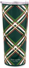 kate spade new york Cute Stainless Steel Mug, 24 Ounce Travel Tumbler, Double Wall Insulated Cup with Lid (Spruce Plaid) by Unknown
