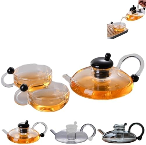 Sereno Filtration Teapot Set, Innovessa Tea Pot, 20oz Sereno Filtration Glass Teapot Set with Infusers for Loose Tea(Black-a) by Unknown