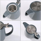 Ceramic Teapot With Stainless Steel Infuser, Heat Resistant, Perfect Tea Maker, Gray Teapot 500ml/17oz - Image 3