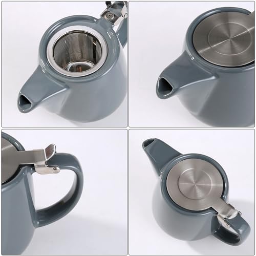Ceramic Teapot With Stainless Steel Infuser, Heat Resistant, Perfect Tea Maker, Gray Teapot 500ml/17oz - Image 3
