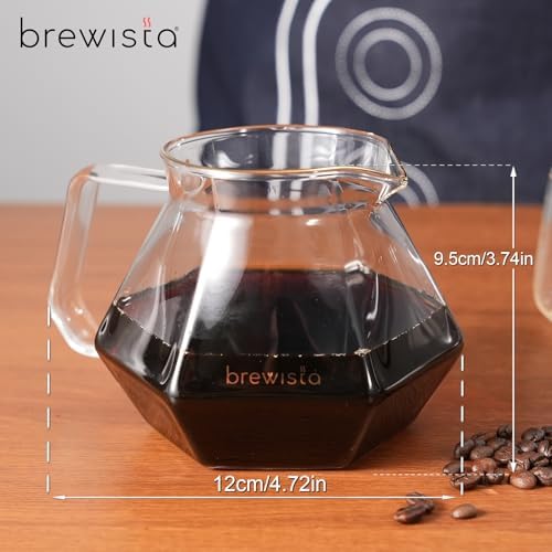 Brewista 300ml/10oz X Series Glass Coffee Carafe, Small Pour Over Glass Pot Server, 1-2 Cups, Polygonal Design for Improved Flavor, Heat Resistant Odorless Glass Pitcher - Image 2