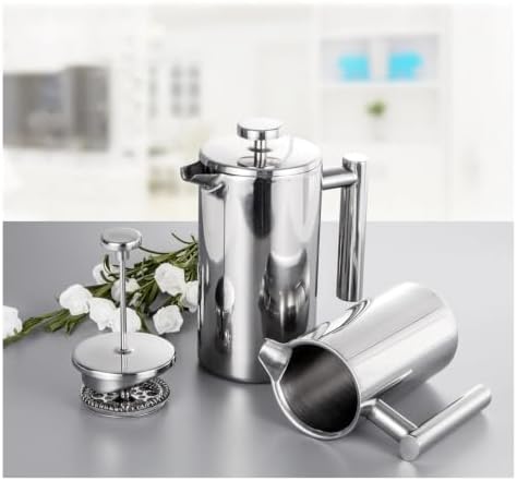 French Press Pot Filter Press Hand-made Coffee Pot Stainless Steel Double Walled Insulated 350ml/800ml/1000ml(350ml) - Image 4