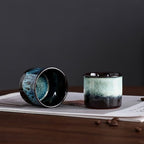 Japanese Tea Cups Set of 6, Ceramic Teacups, Chinese Tea Cups for Hot Tea or Coffee, Demitasse Cups 2.5 Ounces Coffee Mugs (magic blue exterior) - Image 6