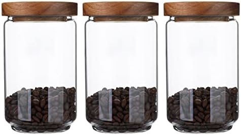 Glass Storage Jars with Wood Lids 25 Oz by HOMTOP
