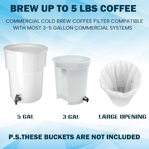 100 Piese Cold Brew Coffee Filters with Drawstring, 20" X 20" Commercial Cold Brew Bags for Commercial Model Cold Brew Coffee Makers and 5 Gallon Systems, Brew Up To 5 LBS Coffee - Image 2