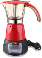 Electric Espresso Coffee Maker, Transparent Moka Pot, Red, 6 Cup by Lemosae