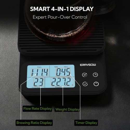 Pour Over Coffee Scale with Timer, Calculat Ratios & Flow Rate Display - Image 4