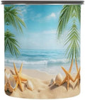 Stainless Steel Coffee Storage Containers with Airtight Lid, Beach Starfish Seashell Palm Leaves 17oz Food Storage Container Kitchen Canister for Tea, Coffee Beans, Ground, Sugar Storage by Quteprint