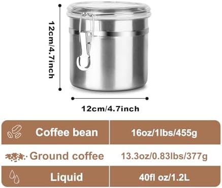 Walktosun Stainless Steel Food Container with Clear Lids Airtight Storage Container Stackable Small Canisters Kitchen Pantry Storage for Cereal, Snacks, Candy, Herbs, Spices, Sugar, Tea (1.2L Silver) - Image 2