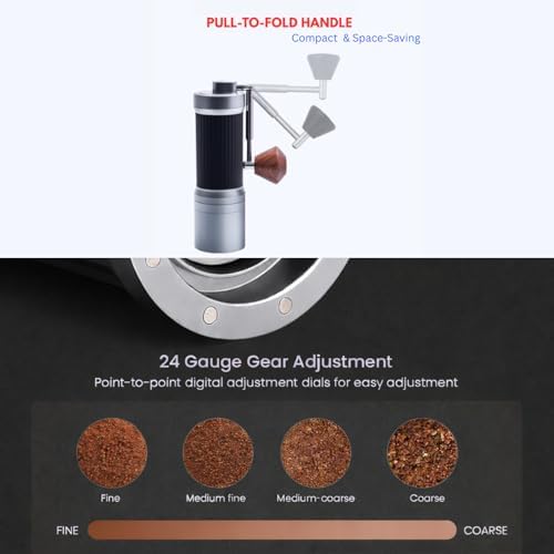 Manual Coffee Grinder – 7 Star Stainless Steel Burr, 36 Adjustable Grind Settings, Foldable Hand Crank, Portable Manual Espresso & Burr Coffee Grinder, Non-Slip Grip, 30g Capacity- Gray - Image 6
