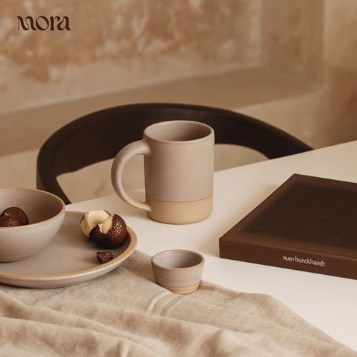 MORA Medium Mugs Set of 4, 16oz Ceramic Pottery Latte Mugs/Coffee Cups - Microwave and Dishwasher Safe - Mushroom - Image 5