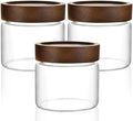 3 Pack 17 fl oz/500ml Clear Glass Storage Canister with Airtight Wooden Screw On Lid, Small Cute Decorative Glass Container Jar Set for Coffee, Candy, Cookie, Condiment, Pepper, Sugar, Oatmeal by MOLADRI