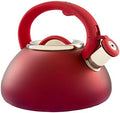 Primula Avalon Whistling Kettle - Whistling Spout, Locking Spout Cover, and Stay-Cool Handle - Stainless Steel - 2.5 Quarts - Matte Red (PAVRE-6225) by Primula