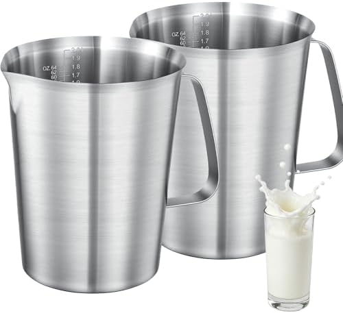 Stainless Steel Metal Measuring Cup w/Handle for Liquid,64&64oz by WELKORCateringEquipment