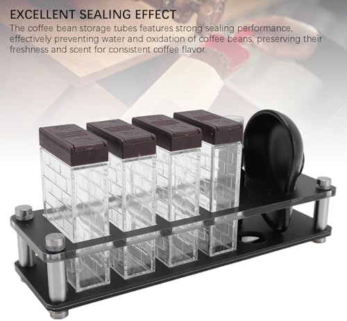 Coffee Bean Cellars, 12 Plastic Transparent Espresso Bean Storage Set Espresso Storage Container Tubes With Cup And Spray Bottle For Home Bar Office - Image 2