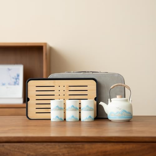 Chinese Tea Set – White Porcelain Gongfu Teapot with 6 Cups & Tea Tray, Travel Tea Set with Carrying Case for Tea Ceremony, Daily Tea Ritual, Asian Style Gift - Image 5