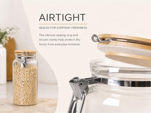 KKC HOME ACCENTS 95oz Glass Jars with Airtight Wooden Lid, 2 Pack - Image 5