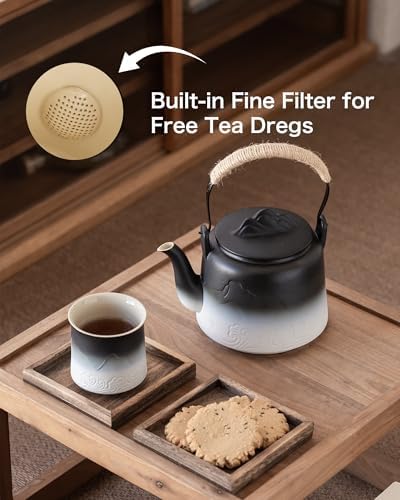 ZENS Ceramic Teapot with Infuser, 33.8oz Japanese Teapot for Loose Leaf Tea - Image 5