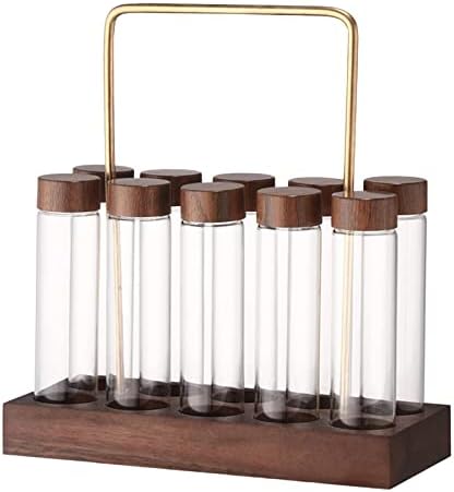 10 Pieces Storage Jar Coffee Tray Espresso Bean Storage Rack with Wooden Stand Airtight Sealed Borosilicate Glass Containers Suitable for - Image 7