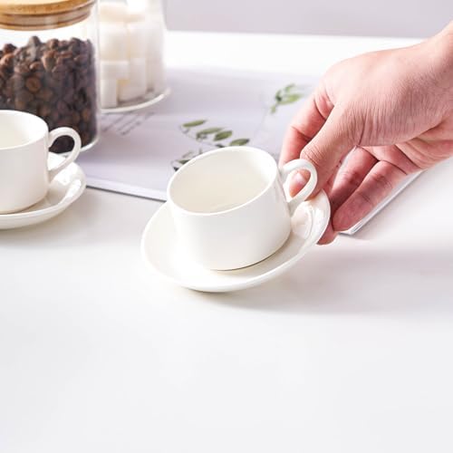 8 OZ Stackable Cappuccino Cups with Saucers and Metal Stand Set of 4 - Image 3
