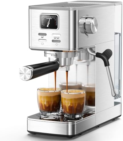 Compact Espresso Machine with Milk Frothing Steam Wand, 20-Bar Pump by Electactic