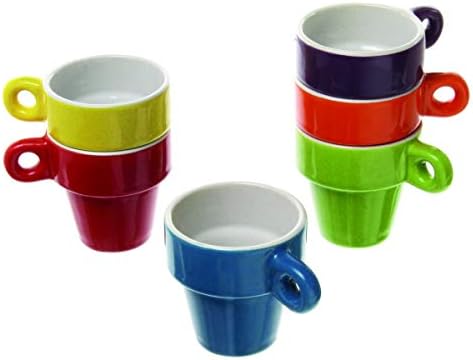 Paxanpax PSA462_12 Stackable Set of 6 Espresso Ceramic Mugs & Stand for DeLonghi Coffee Machines - Image 2