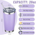 20 oz Tumbler with Lids and Straws, Stainless Steel Insulated Travel Coffee Mug, Double Wall Vacuum Insulated Tumblers, Powder Coated Coffee Tumbler for Cold & Hot Drinks (Mix Color-7) - Image 2