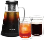 Airtight Cold Brew Iced Coffee Maker 1.0L with Double Wall Single Lip Insulated Glass Cup by Ovalware