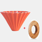 Ceramic Coffee Dripper Pour Over Coffee Maker Handmade Origami Coffee Filter Cup Flower Shape Funnel Drip Cafe Cake Cup Home(Orange suit,3-4CUP) - Image 2