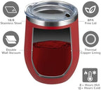 MEWAY 12oz/8 Pack Wine Tumbler Glasses with Lid - Stemless Double Wall Vacuum Stainless Steel Travel Tumbler - Keeping Cold & Hot for Wine,Coffee,Cocktails,Drinks-Family and Gifts (Red,Set of 8) - Image 4