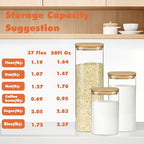 Glass Storage Containers with Airtight Bamboo Lids Set of 4,Pantry Food Storage Container,Perfect for Kitchen Organization-Flour, Rice, Pasta, Sugar, Coffee Beans, Accessories Included (4 packs(50oz)) - Image 5