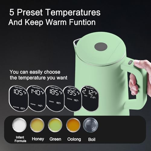 1.5L Electric Kettle Temperature Control, Green - Image 3