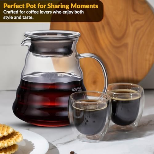 CASA BRAVA Glass Pour Over Coffee Maker Set – 28oz (850ml) Heat-Resistant Carafe with Stainless Steel Reusable Dripper, Bamboo Stand & Measuring Spoon – Plastic-Free Drip Coffee Brewer - Image 4