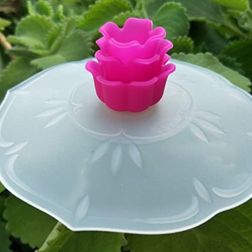 Hemoton Food Grade Silicone Cup Lids 8pcs Rose Flower Mug Covers Leakproof Cup Cover Airtight Seal Drink Cup Cover Hot Cup Lids for Coffee Tea Random Color - Image 6