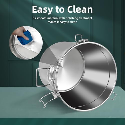 21L/5.55Gal Stainless Steel Airtight Canister Food Storage Canisters with Airtight Lid&Locking Clamp Rice Cereal Grain Canisters Container Bucket for Rice Milk Jug Coffee Bean Cookies Storage - Image 4