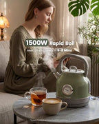 Amaste Retro Electric Kettle with Thermometer, 57 Oz Capacity, Matcha Green - Image 2