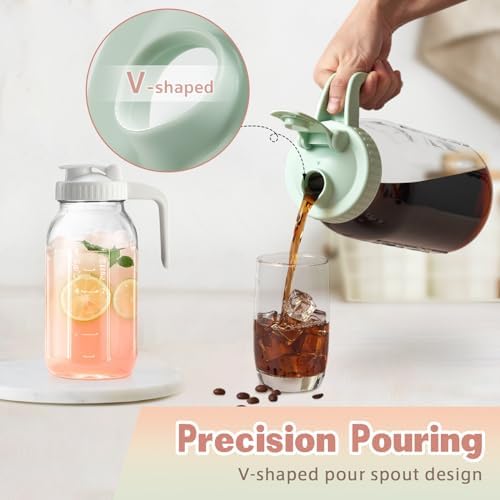 Mason Jar with Pour Spout Lid V-shaped, 2 Quart Iced Tea Pitcher Double Leak Proof, 64 oz Drink Pitcher for Breastmilk, Sun Tea, Juice, Coffee Creamer, Formula Pitche - Image 5
