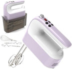 Yomelo 9-Speed Digital Hand Mixer Electric, 400W Powerful DC Motor, Hand Mixer Electric Handheld with Snap-On Storage Case, 5 Stainless Steel Accessories, Beaters, Dough Hooks, Whisk(Lilac Purple) by Yomelo