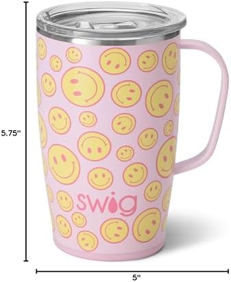 Swig Life 18oz Insulated Travel Mug with Handle & Lid, Oh Happy Day - Image 7