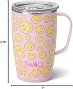 Swig Life 18oz Insulated Travel Mug with Handle & Lid, Oh Happy Day - Image 7