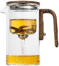 Glass Teapot with Removable Infuser Basket and Wood-Grain Handle by Unknown