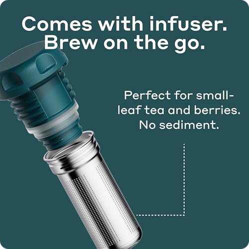 BOBBER 46 oz Stainless Steel Thermo Flask with Removable Tea Infuser – Keeps Hot 45 Hours, Cold 65 Hours – BPA-Free, Dishwasher Safe, Leak-Proof Vacuum Insulated Water Bottle (Deep Teal) - Image 4