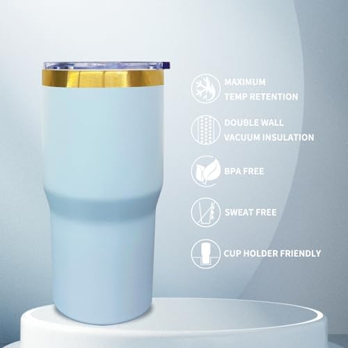 20 oz Tumbler Bulk Stainless Steel Tumblers with Lids and Straws SkyBlue - Image 3
