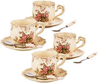 Tea Cups and Saucers Set of 4, 8 Oz (Pink Rose) by CHILDIKE