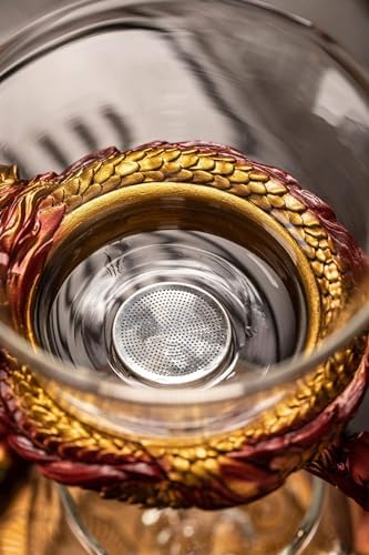 Glass Teapot Set with Infuser Semi Automatic Dragon Tea Set (Red golden teapot) - Image 2
