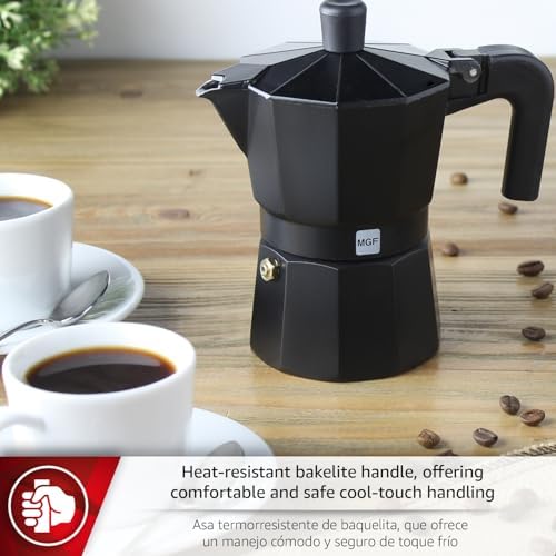 Magefesa Kenia Noir Stovetop Espresso Moka Pot, 9-Cup/15 oz, Italian Coffee Maker for Cuban Coffee, Extra-Thick Aluminum, Heat-Resistant Handle, Safe & Easy-to-Use, Greca Coffee Maker - Image 5