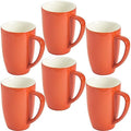 homEdge Porcelain Mug Set, 16 Ounces Cup for Tea, Latte, Mocha, Hot Chocolate, Set of 6, Orange by homEdge